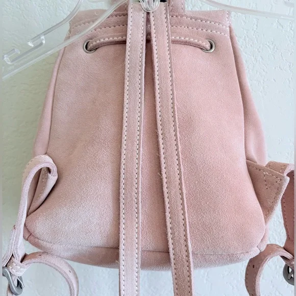 Like New Brandy Melville Pink Suede Mini Backpack, Drawstring/Snap Closure - Picture 6 of 14
